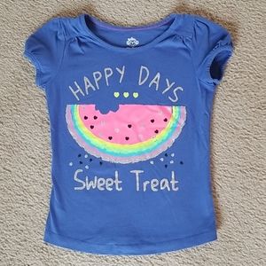 ❤4/$20 Garanimals Blue shirt w/ Glitter Watermelon
